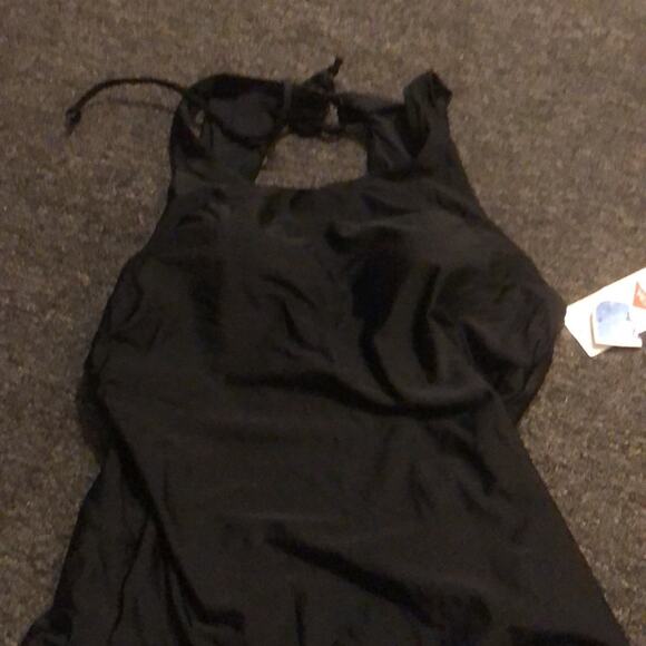 Sporti Active SOLID BLACK High Neck Tie Back One Piece Swimsuit NWT Size XL - Picture 3 of 4